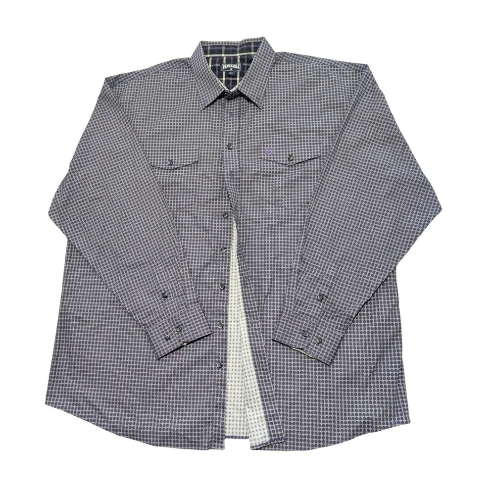 Panhandle Slim Mens XXL Tall Purple Geometric Western Cotton Button Up Shirt